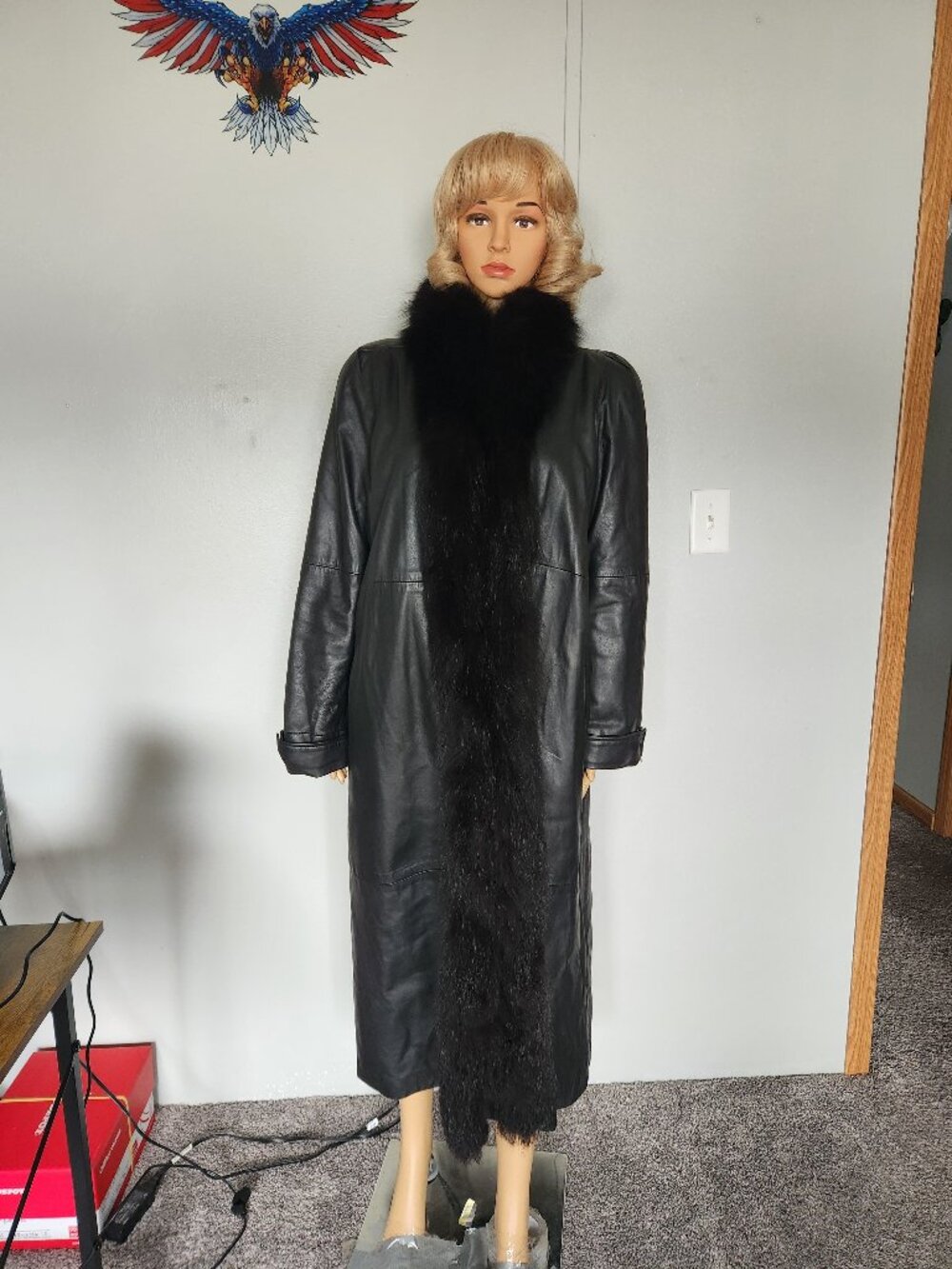 #793 Leather/fox fur coat